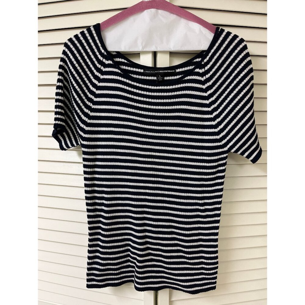 Ellen Tracy Linda Allard Striped Top L 12 14